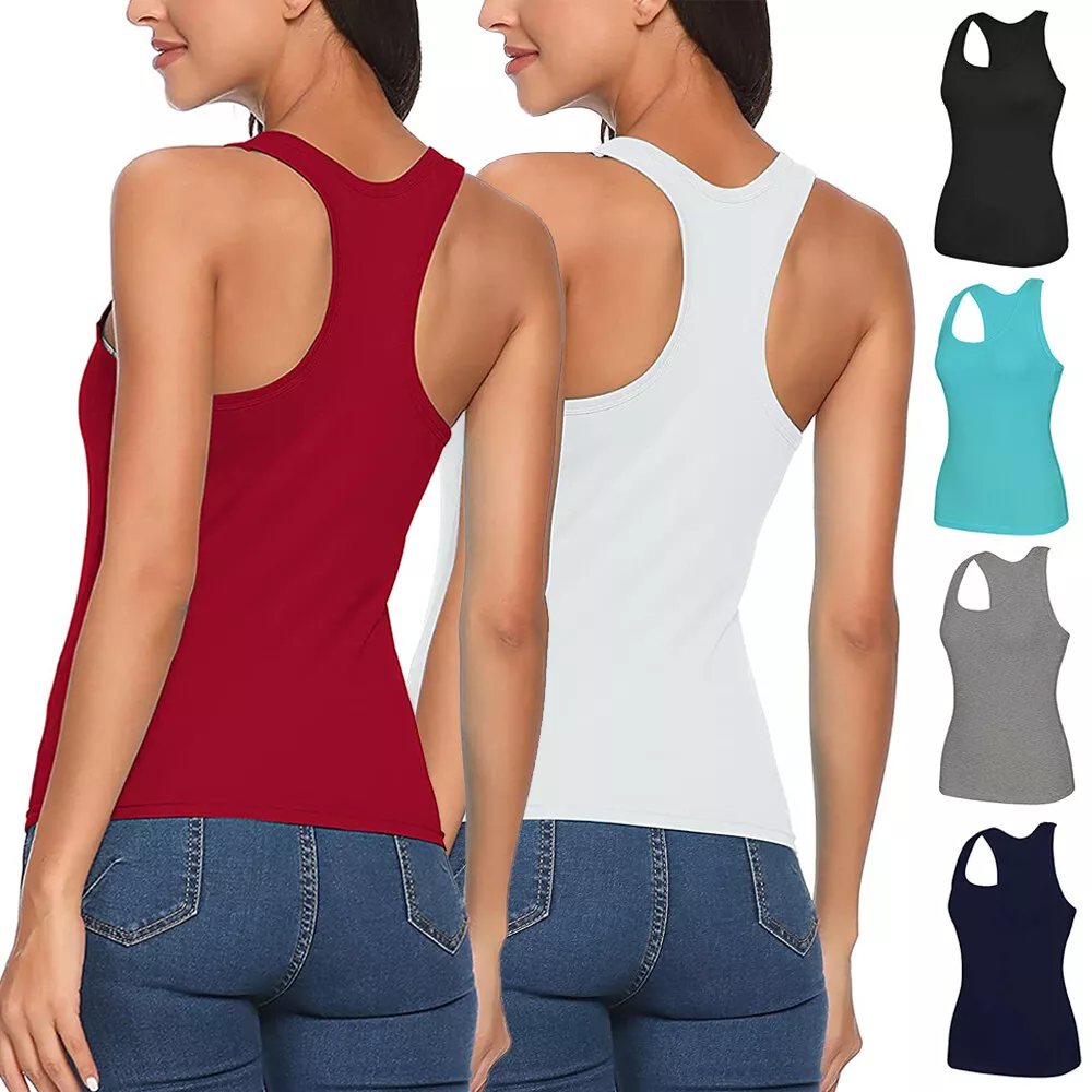 Tank Tops for Women with Built-in Bra Racerback Workout Tops Slim Fit  Undershirt