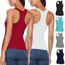 Tank Tops for Women with Built-in Bra Racerback Workout Tops Slim Fit Undershirt
