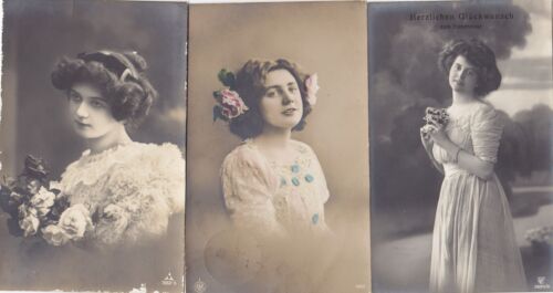 3 Stück Foto -AK  Vintage hübsche Frauen. - Bild 1 von 2