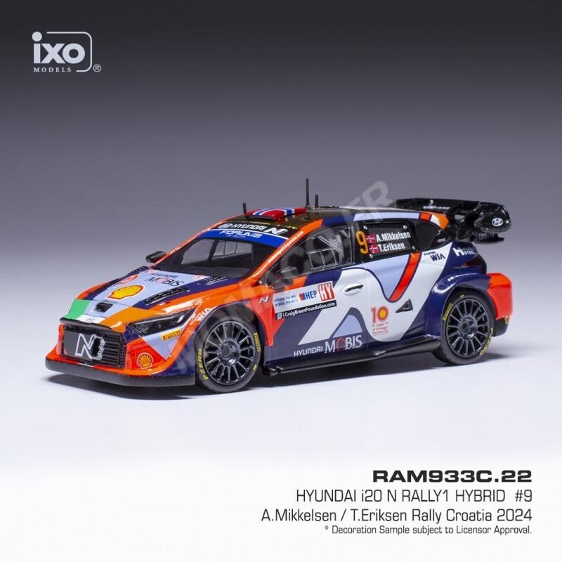 Miniature IXO Hyundai i20 Rally1 Mikkelsen 2024 au 1/43 pour collectionneur