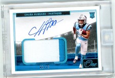 2021 Panini One Football Rookie Patch Auto Blue #25 Chuba Hubbard #08/75