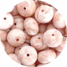 5 PEACH MARBLE Silicone Beads 22mm Large Abacus DIY kids craft keyring kit art