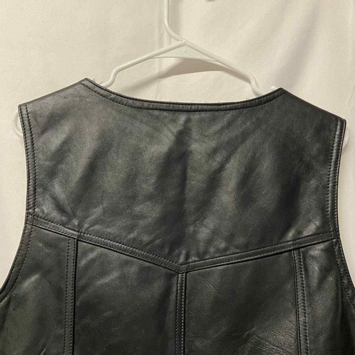 All American Rider Leather Vest Motorcycle Black Leather 2XL - Picture 9 of 12