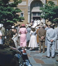 Vintage Stereo Realist Photo 3D Slide WEDDING Church Exit