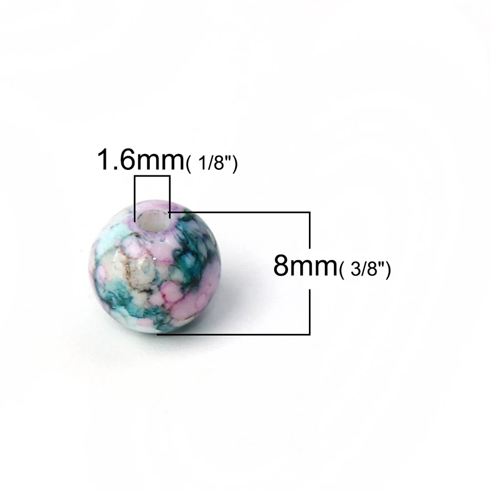 Acrylic Marbled Ink Splatter Beads 100pcs Approx 8mm - Mixed Colour Pack Crafts - Image 4 of 4
