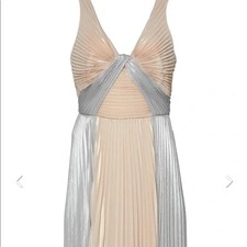 NEW NWT - BCBG MAX AZRIA Pleated A-Line Metallic Gold & Silver Dress Size 0