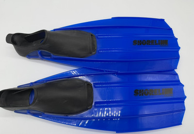 Akona Shoreline Snorkeling Fins Blue Black Full Foot Scuba Diving Italy Size 3-4