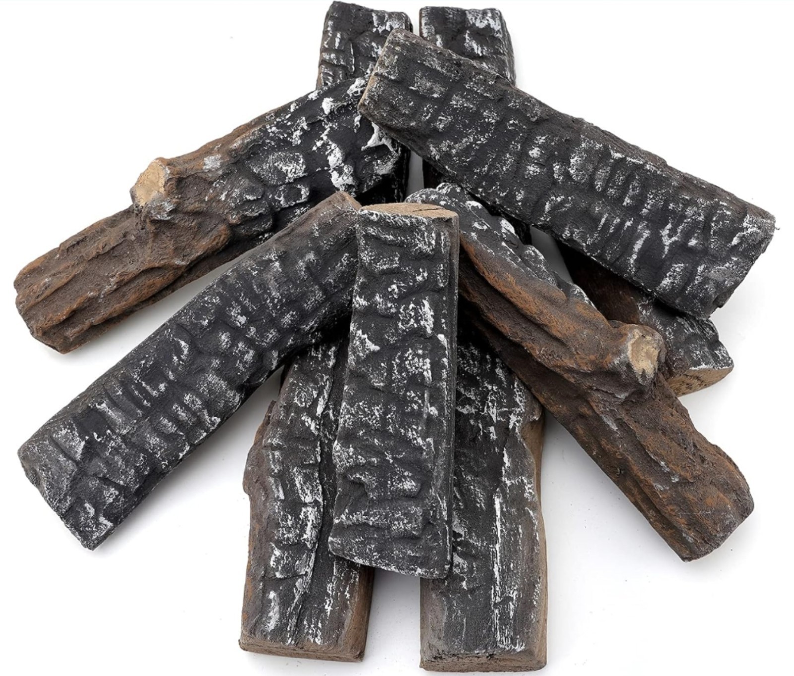 Skyflame 8 Small Piece Set of Ceramic Wood Logs and Accessories for All Types of