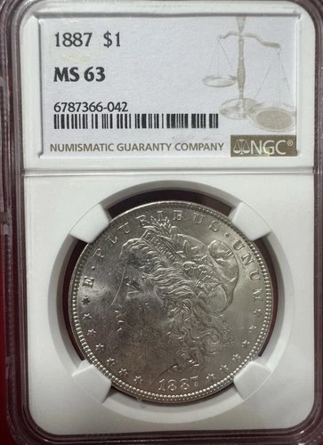 1887 $1 Morgan Silver One Dollar MS63 Philadelphia BU