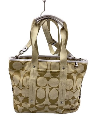 COACH 2-way tote bag, canvas, BEG, all-over pattern, f18855