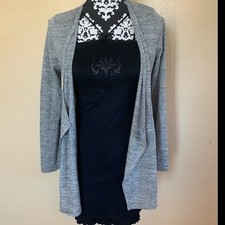 Grey Heathered Cardigan open front long sleeve M