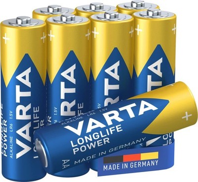 VARTA Batterien AA, (8 Stück), Longlife Power, Alkaline, 1,5V, für Spielzeug