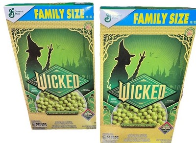 2 Wicked Cereal Elphaba Caramel Apple Family Size Boxes Limited 18.1oz Aug 2026