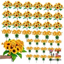 50 Bundles Artificial Sunflowers Bouquets Bulk for Wedding 7 36 22, 10 Head