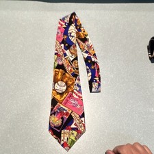 Nicole Miller Silk Tie Baseball themed Multicolor Black Woven
