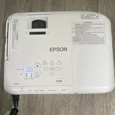 Epson VS250 LCD Desktop Projector White HDMI VGA USB-A USB-B Audio Video
