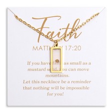 Mustard Seed Necklace for Women Christian Gifts,Move Mountains Shell Necklaces M