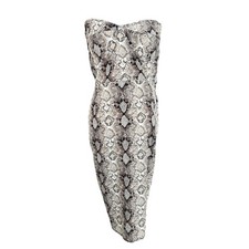 NWT Pretty Little Thing Snakeskin Taupe Sexy Corset MiDi Dress Women Size Large