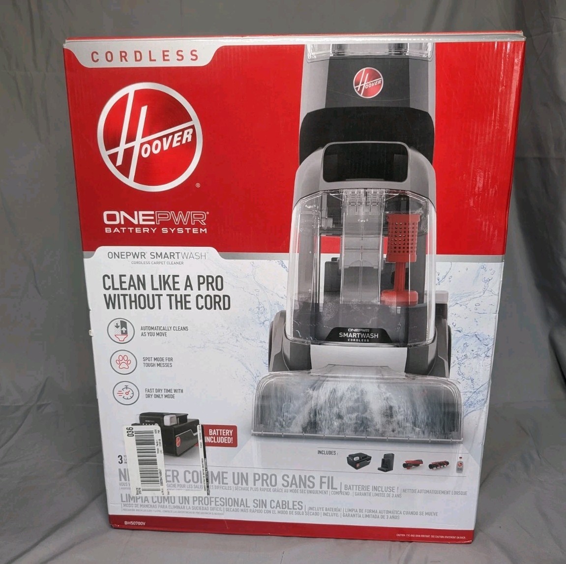 Hoover Smart Wash Carpet Cleaner Shampooer with Battery and Charger-image
