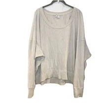 OFFLINE By Aerie Oversized Cropped Long Sleeve Off White Waffle Knit Top XL