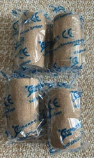 4 Pack Self Adhesive Elastic Bandage Wrap 4"x5 Yards Tan Cohesive Tape First Aid
