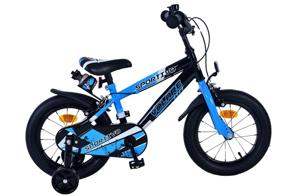 Volare Sportivo Kinderfahrrad für Jungen - 14 Zoll in Blau und Schwarz mit Zweih