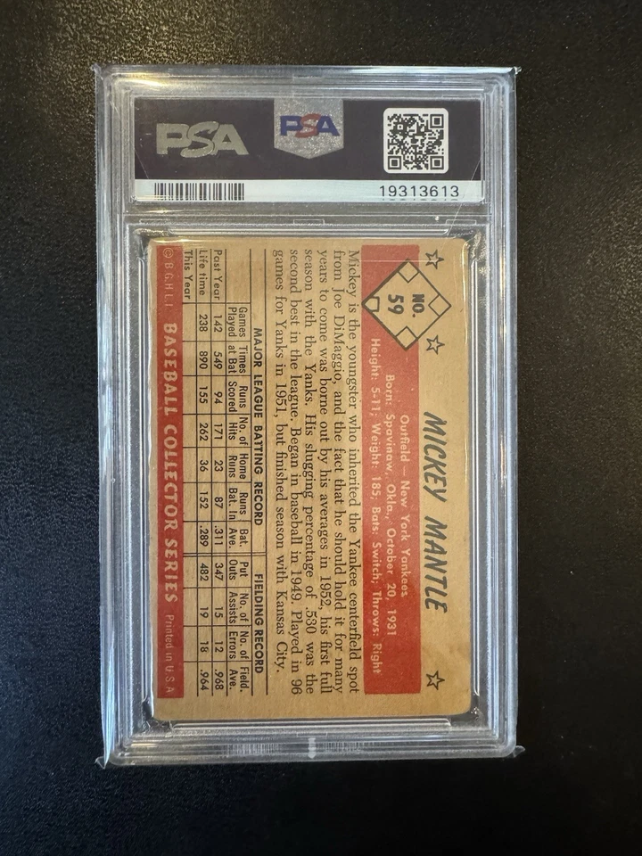 Bowman Color Mickey Mantle 1953 #59 PSA 1 🔥✅👀 Yankees Salón de la fama Foto 2 de 2