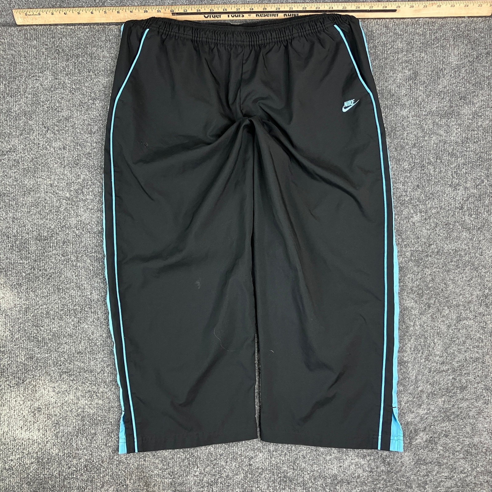 Nike Track Pants Mens Size XL Black Blue Stripe Logo Athletic Warm Up Joggers