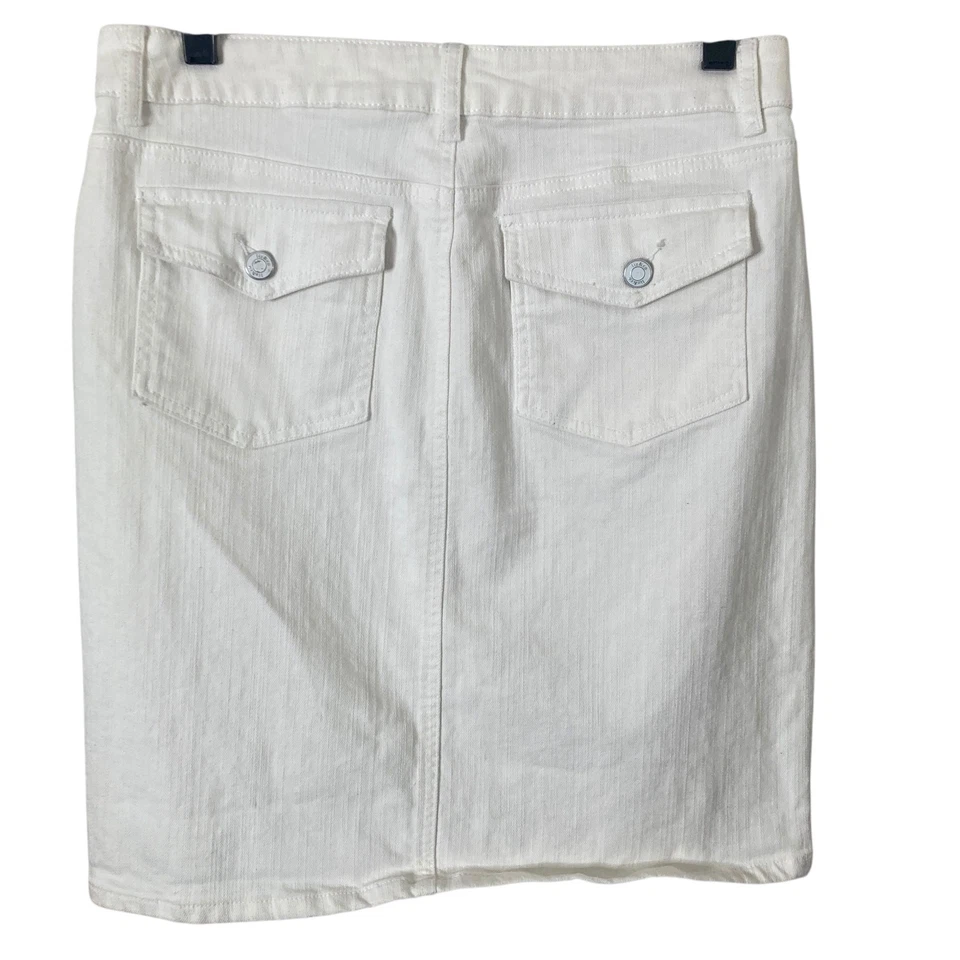 Liz & Co Mini Skirt Womens Size 6 White Stretch Denim - Image 2 of 4