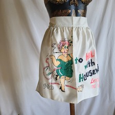 Vintage Novelty Ladies Half Apron 50s kitch Humourous "To Hell With Housework"