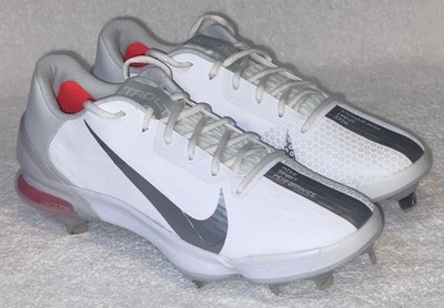 NIKE Force Trout 7 Pro White Silver Metal Spike Baseball Cleats Mens Sz 8.5