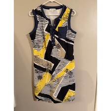 Marie Claire Boutiques Womens Sleeveless Nautical Map Print Lace Up Dress P/S