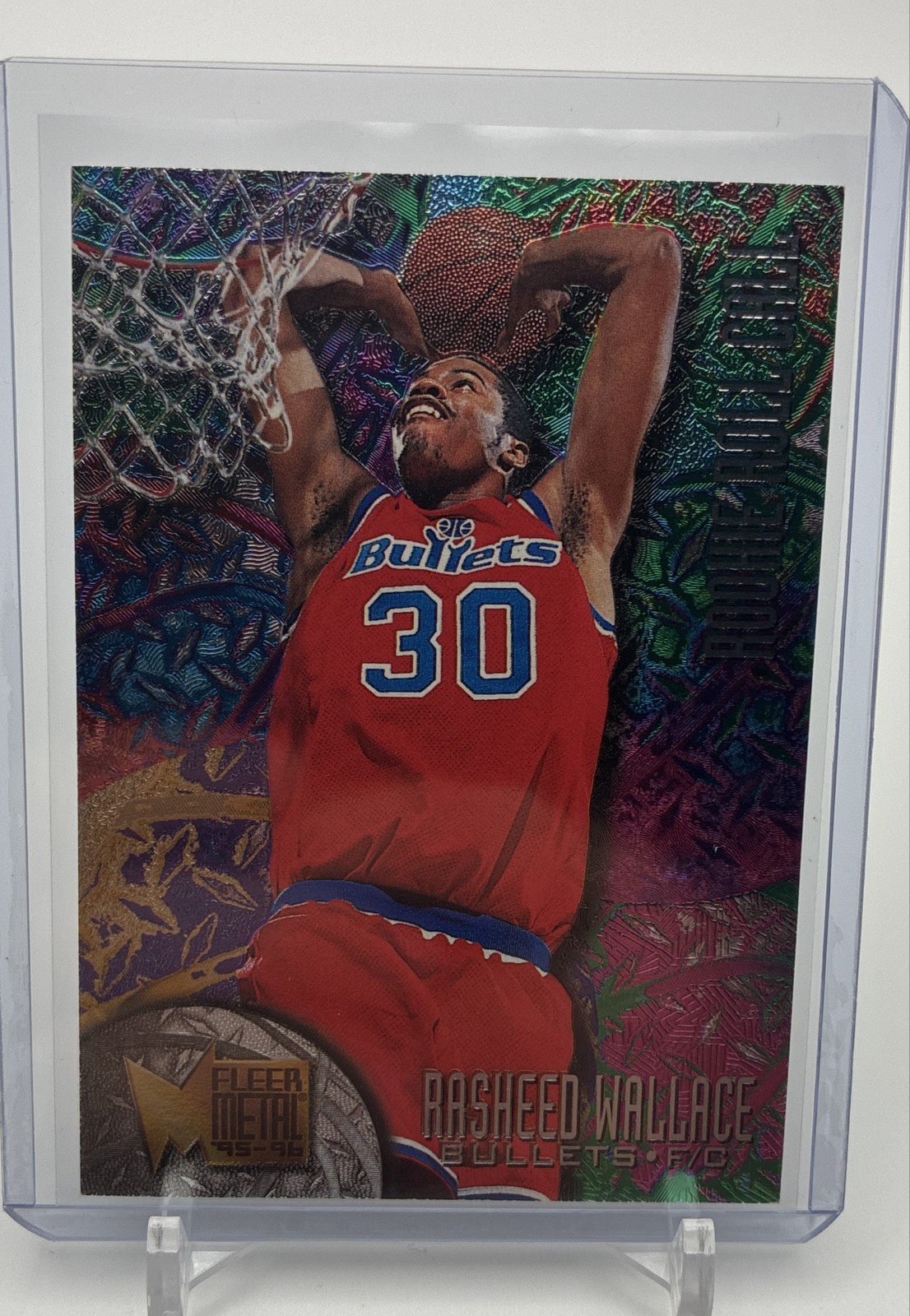 1995-96 Fleer Metal - Rookie Roll Call Rasheed Wallace #R-10 (RC)