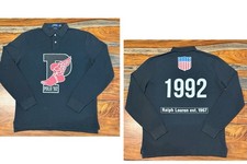 Polo Ralph Lauren CUSTOMIZED Mesh Long Sleeve Shirt P Wing Black Men  s L RARE