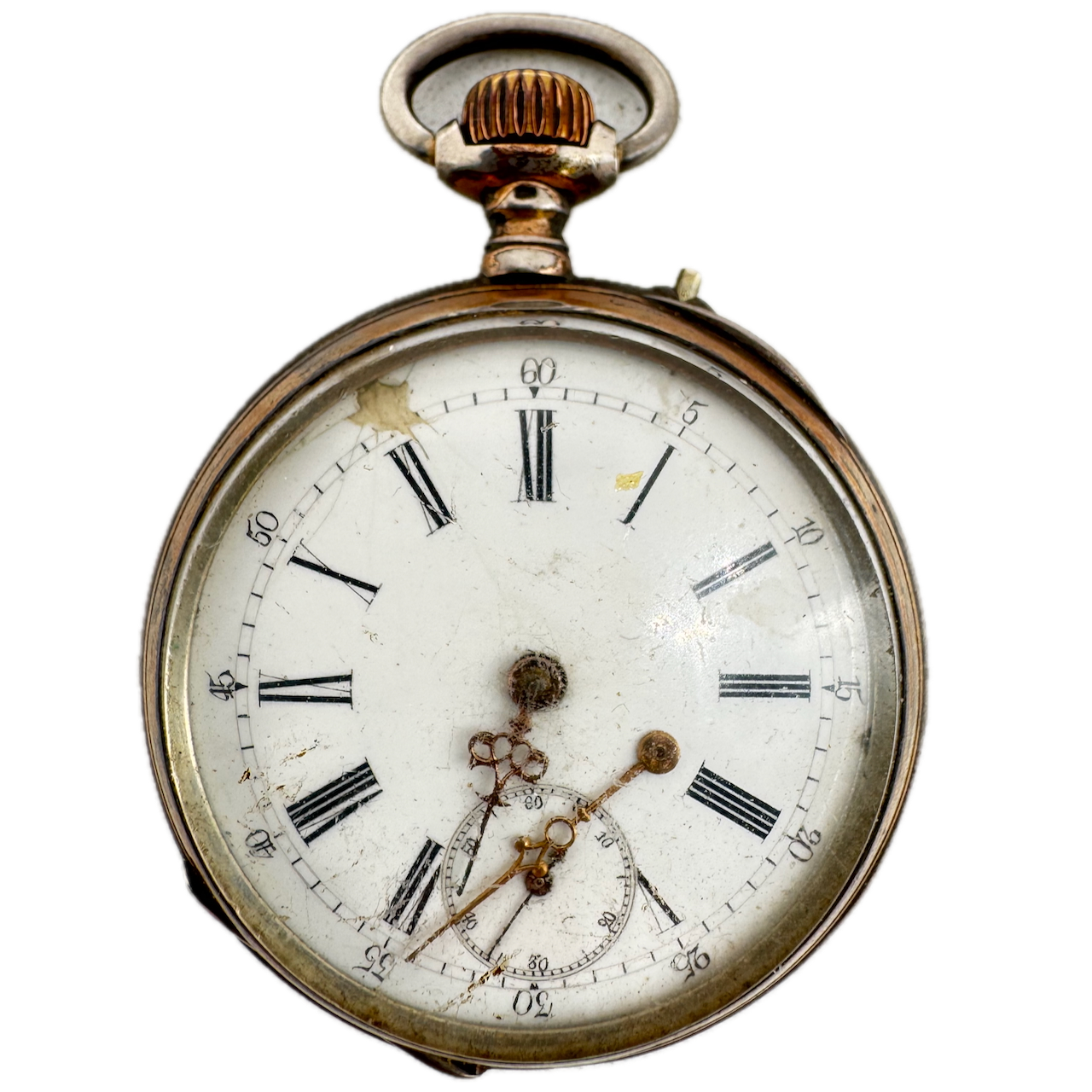 Antique Swiss .800 Silver Mechanical Open Face Pocket Watch
