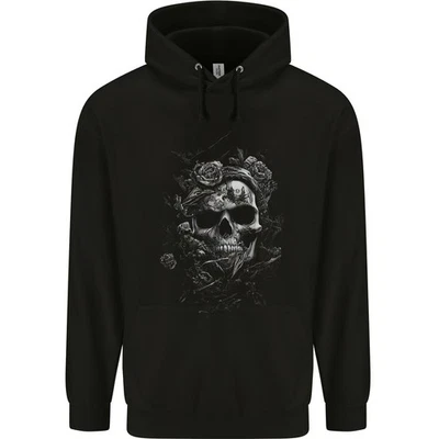 Hoodie Gothique Noir Tête Squelettique 80% Coton Pour Hommes - Photo 1/2