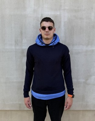 Moncler Maglione Tricot Girocollo Hybrid Knit Hoodie Sweater Mens
