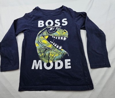 Children s Place 5T Longsleeve Dinosaur Shirt ''Boss Mode'' Blue