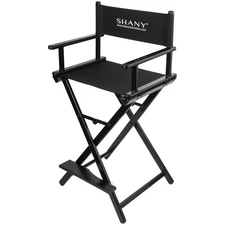 Studio Director Makeup Artist Folding Stool Chair - Solid Aluminum Barstool - Bl