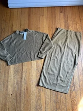 KATE KASIN Sweater Midi Skirt Set Womens Small Brown Ribbed Knit Two Piece NWT