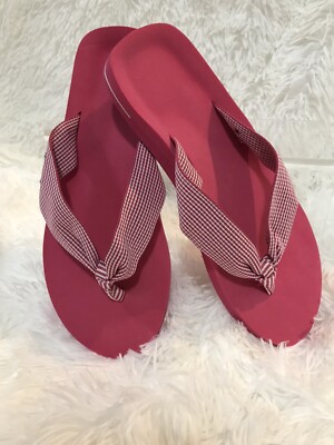Women’s Pink White W/Bling Flip Flops Size Sandles Triple T Trading 