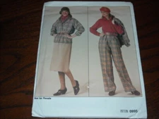 🌹 VOGUE #0995 - LADIES PLAID JACKET-PANTS-BLOUSE & SKIRT PATTERN 8-10/14-16 FF