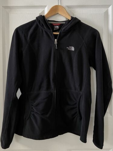 The North Face Women Sz M Full Zip Black Polartec Hoodie Sweatshirt Logo Outdoor - Picture 3 of 24