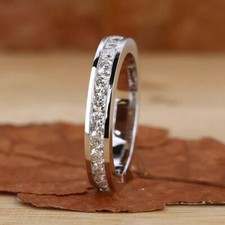 Round Cut 14K White Gold 1.25Ct Lab Grown VS/FG Diamond Channel Set Wedding Band