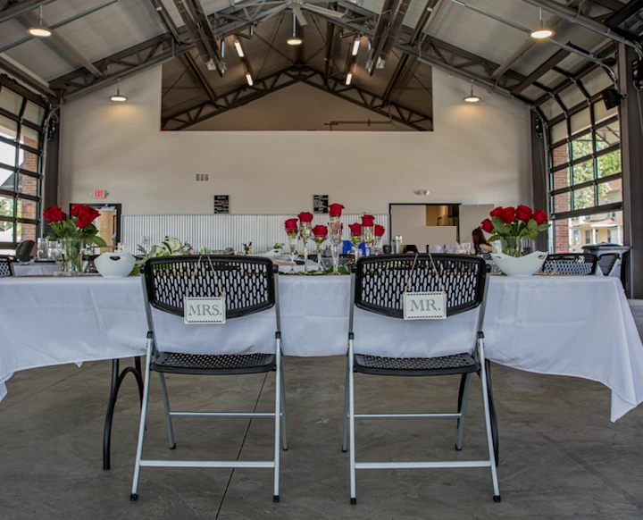 Mr Mrs Chair Signs for Wedding Engagement Party Decor Black & White Hanging - Image 2 of 4