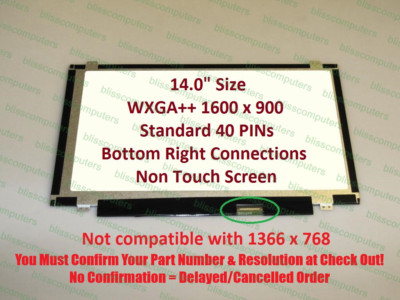 AUO AU Optronics B140RW02 V.0 H/W1A Laptop Screen 14 WXGA+ 1600x900 SLIM