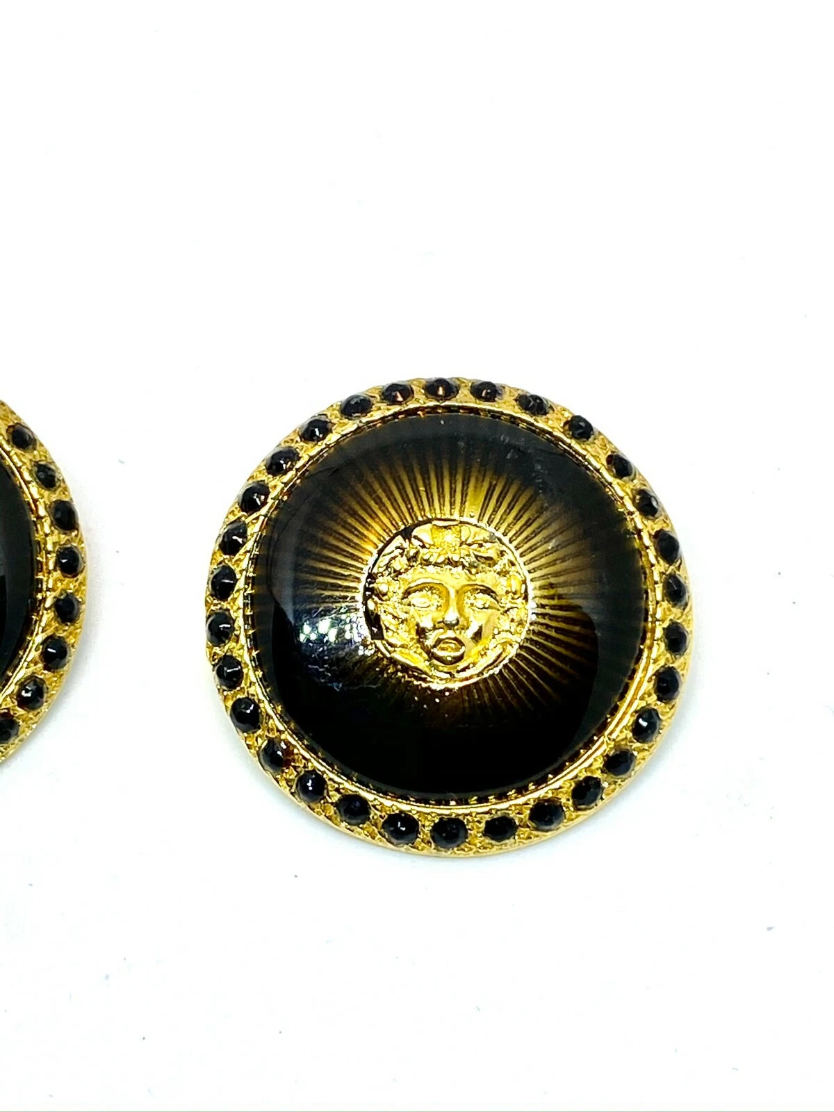 Bottone testa gambo testa Versace vintage Medusa con raggi laccati marrone
