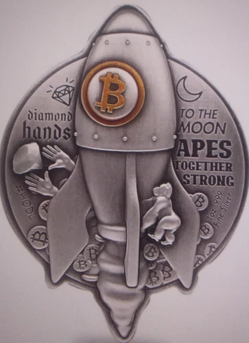 Deal Investment 2022 Chad Bitcoin Rocket to the Moon 1oz Silver 999 MS70 NGC ER