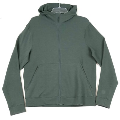 Lululemon Shift Stitch Hoodie Mens M Green Waffle Knit Full Zip Jacket