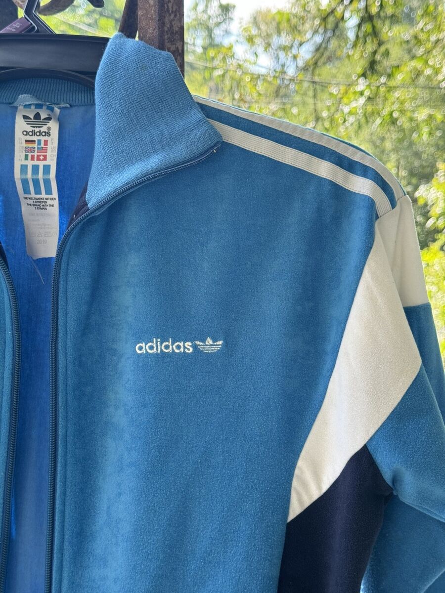 VTG 80s Velour Adidas Track Suit Jacket Only Small EUC Blue VTG 80s Velour Adidas Track Suit Jacket Only Small EUC Blue